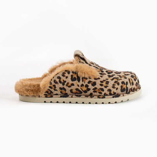 Walviss Savora Kadin Kumas Pelus Bagciksiz Siyah Leopar Terlik