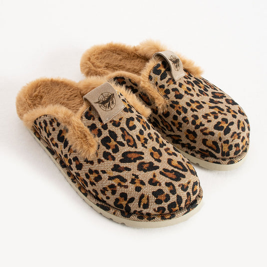 Walviss Savora Kadin Kumas Pelus Bagciksiz Siyah Leopar Terlik
