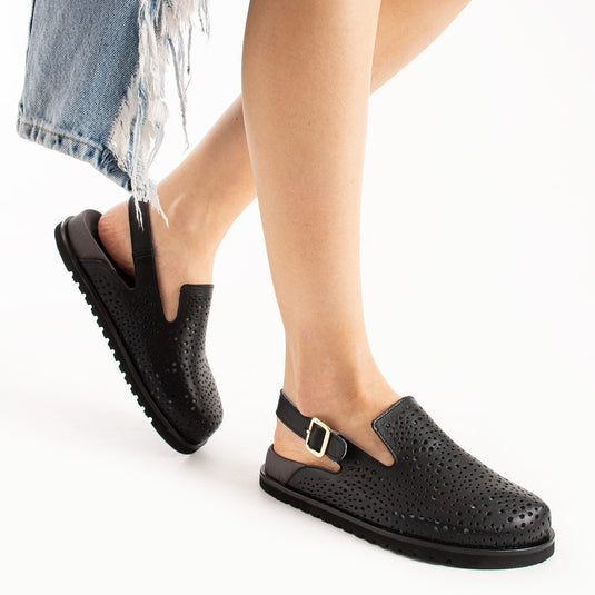 Walviss Zaya Kadin Hakiki Deri Tek Tokali Siyah Terlik