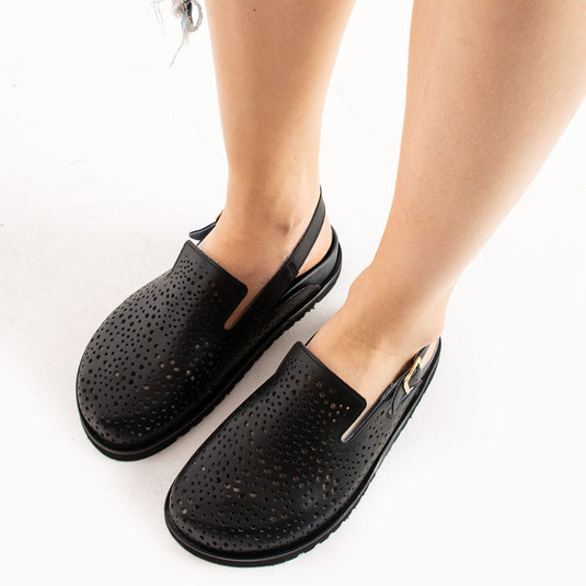 Walviss Zaya Kadin Hakiki Deri Tek Tokali Siyah Terlik