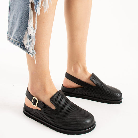 Walviss Zuri Kadin Hakiki Deri Tek Tokali Siyah Terlik