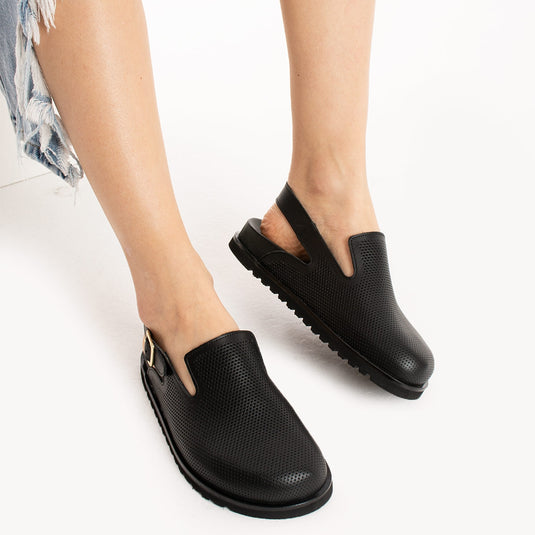 Walviss Zuri Kadin Hakiki Deri Tek Tokali Siyah Terlik